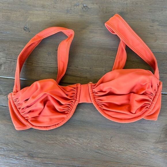 Free People The Oracle Bikini Top Orange Ruched Underwire L - Picture 3 of 7